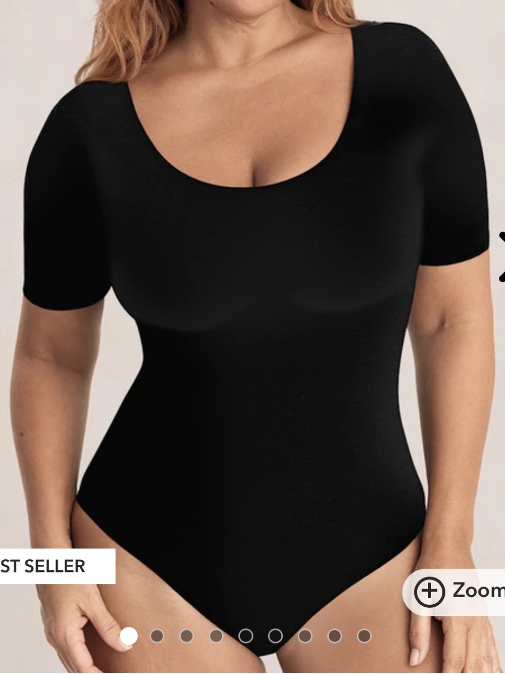 Shapermint Black Scoop Neck Short Sleeve Bodysuit